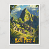 マチュピチクスコペルーヴィンテージトラベルイラストレーション ポストカード (正面)