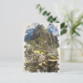 マチュピチュぺルウォーター色アート招待状 ポストカード (スタンド正面)