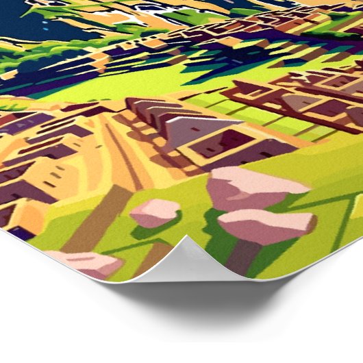 マチュピチュペルーのヴィンテージ旅行イラストレーション ポスター (角)