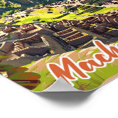 マチュピチュ芸術的ペルーイラストレーション ポスター (角)