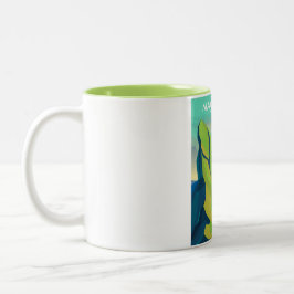 マチュピチュ飛行旅行ポスター ツートーンマグカップ