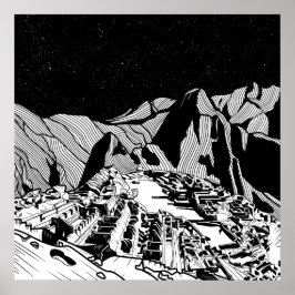 マチュピチュ黒白の風景 ポスター