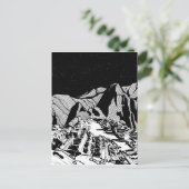 マチュ・ピチュのモノクロ風景 ポストカード (スタンド正面)