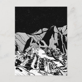 マチュ・ピチュのモノクロ風景 ポストカード