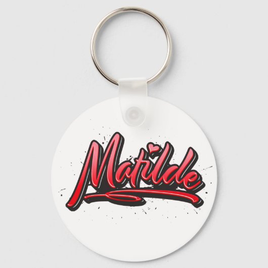 マチルド赤いハートグラフティシュリュッセランハネガー キーホルダー (正面)