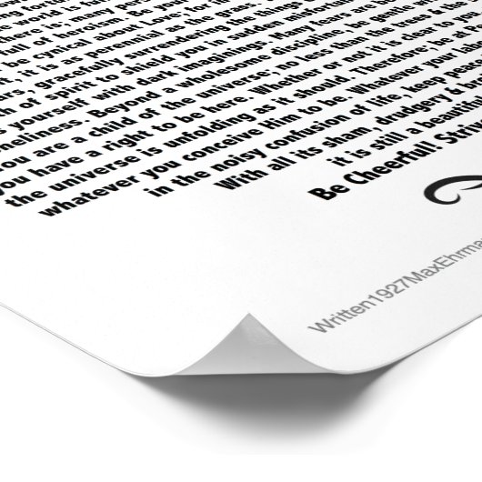 マッやる気を起こさせるクス・エールマンのデシデラタ詩 ポスター (角)