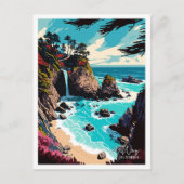 マッウェイ秋カリフォルニアヴィンテージトラベルイラストレーション ポストカード (正面)