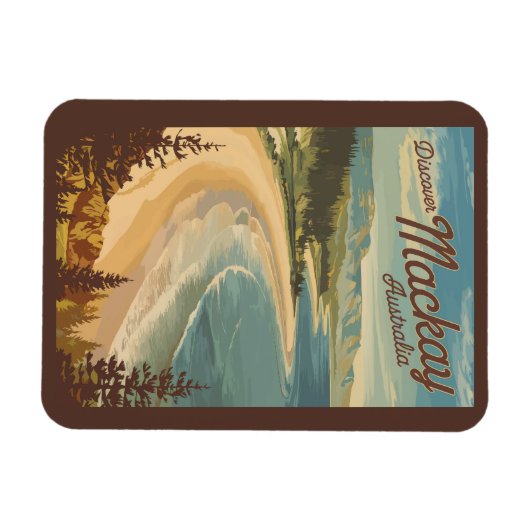 マッカイオーストラリアイラストレーショントラベルアートヴィンテージ マグネット (横)