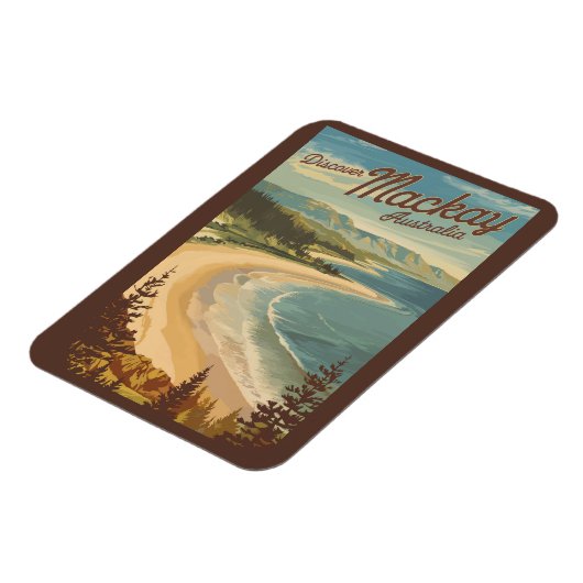 マッカイオーストラリアイラストレーショントラベルアートヴィンテージ マグネット (左側)