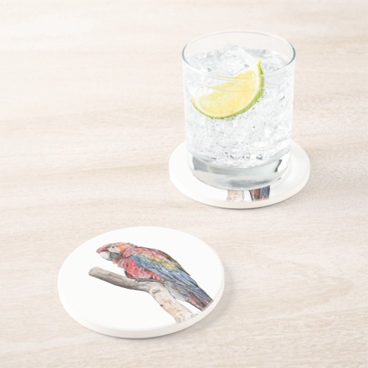 マッカラフルコーオウム水彩 コースター (側面)