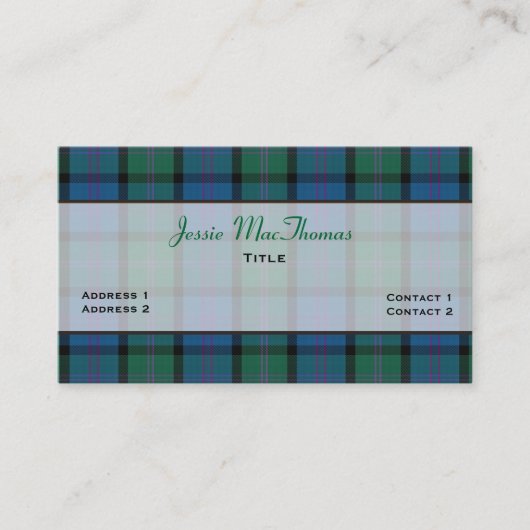 マッカラフルトマスファミリータータンチェックプレイドカスタム 名刺 (正面)