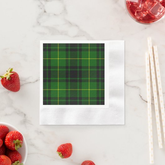 マッカーサー タータン グリーン プリント 縁ありカクテルナプキン (インサイチュ)
