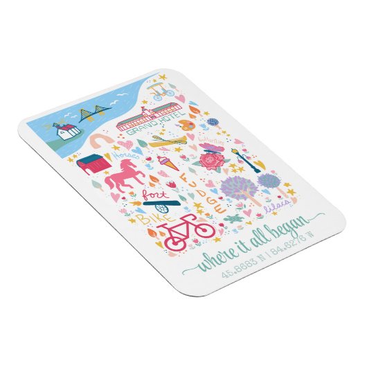 マッキナックアイランドミシガンマップカスタム座標 マグネット (右側)