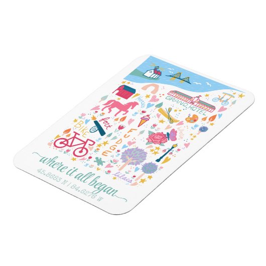 マッキナックアイランドミシガンマップカスタム座標 マグネット (左側)