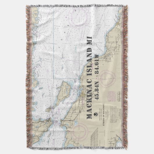 マッキナックアイランドMIふるさと緯度 スローブランケット (正面縦)