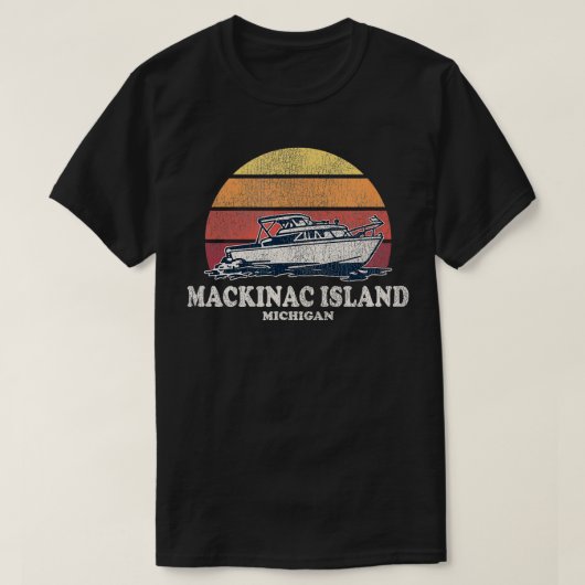 マッキナックアイランドMIヴィンテージボート70sレトロボート Tシャツ (デザイン正面)