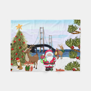マッキナックブリッジクリスマスフリースブランケット フリースブランケット