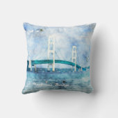 マッキナックブリッジ水彩画キャンバス クッション (裏面)