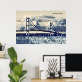 マッキナックブリッジ浮世絵スタイルポスター ポスター (ホームオフィス)