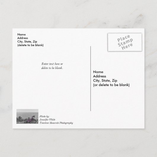 マッキナック島の自転車 セレクティブカラー 早期回復 ポストカード (裏面)