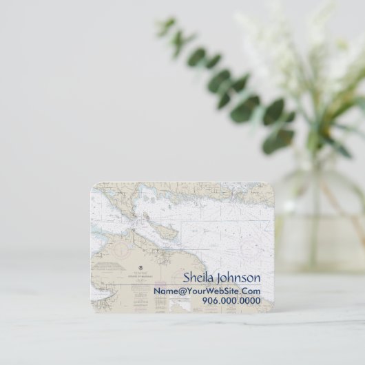 マッキナック島ミシガン本場航海の図 名刺 (スタンド正面)