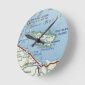 マッキナック島ヴィンテージ図 ラウンド壁時計 (傾斜)