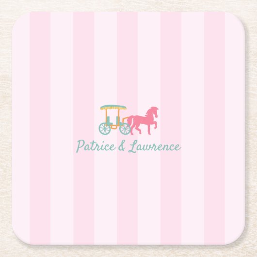 マッキナック島描馬車用結婚馬車 スクエアペーパーコースター (正面)