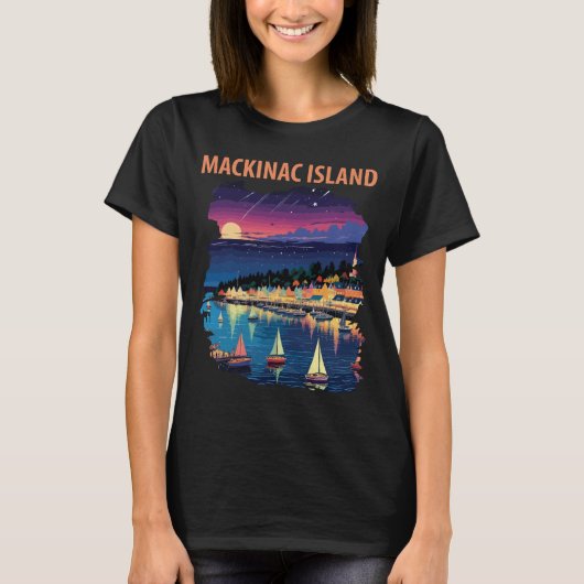 マッキナック島 ミシガン州 ハーバー 旅行 Tシャツ (正面)