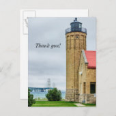 マッキナック橋と灯台の感謝カード ポストカード (正面/裏面)