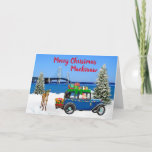 マッキノーシティクリスマスカード カード<br><div class="desc">Mackenaw City Christmas Card with Santa in Vintage Car</div>