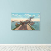 マッキノーシティ， MI – 鉄道フェリー波止場のビュー キャンバスプリント (インサイチュ (ウッドフロア))