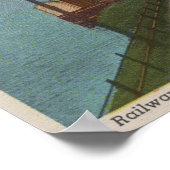 マッキノーシティ, MI – 鉄道フェリー波止場のビュー ポスター (角)