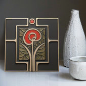 マッキントッシュアースートーン花ミッドセンチュリーデコール タイル