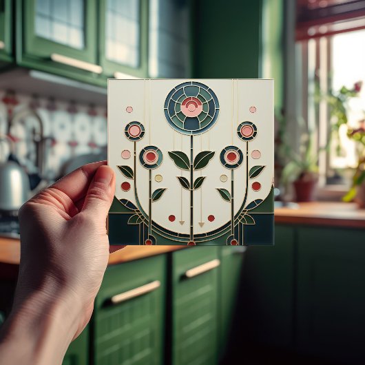 マッキントッシュアールデコ抽象芸術フローラウォールデコーサー タイル