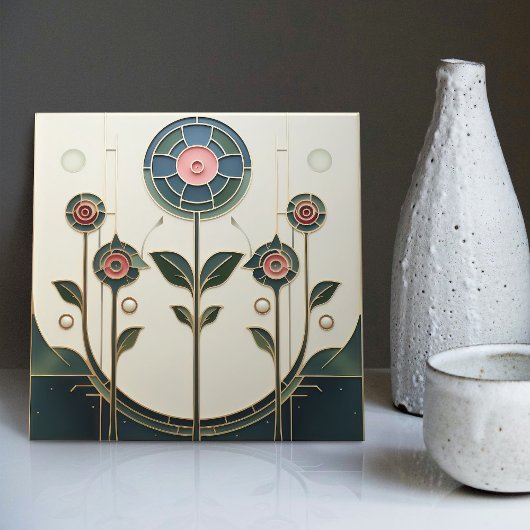 マッキントッシュアールデコ抽象芸術フローラウォールデコーサー タイル