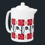 マッキントッシュバラ<br><div class="desc">ヴィンテージ茶のポットの装飾はレネ魅力的・マッキントッシュの赤いバラを特徴とする。バンガローに最適。</div>