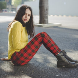 マックイーンタータンチェックレッドブラック レギンス