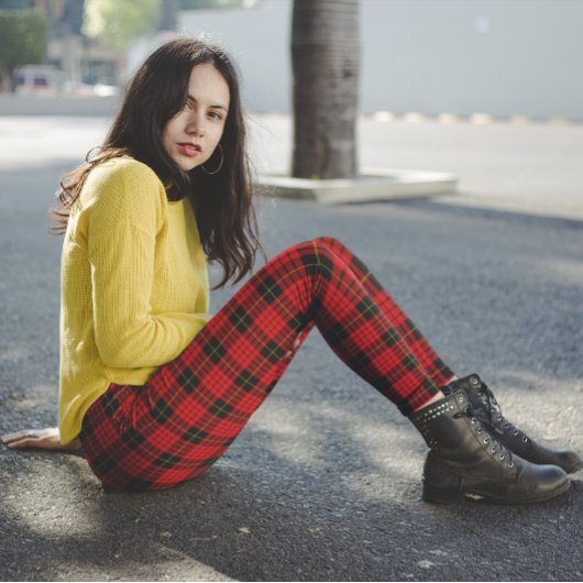 マックイーンタータンチェックレッドブラック レギンス