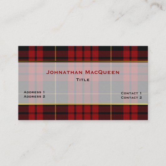 マックスタイリッシュクイーンクランPLAIDカスタムビジネスカード 名刺 (正面)