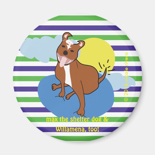 マックス&ウィラメナ | ストライプの 2 1/4インチラウンドマグネット マグネット (正面)