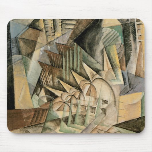 マックス・ウェーバーによる『ニューヨークのラッシュアワー』、ヴィンテージ・キュビズム マウスパッド (正面)