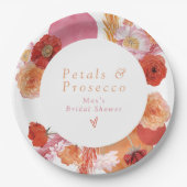 マックス ブライト フローラル & プロセッコ ブライダル シャワー ペーパープレート (正面)