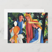 マッケの『4人の女の子、カラフル絵画ズ』 シーズンポストカード (正面/裏面)