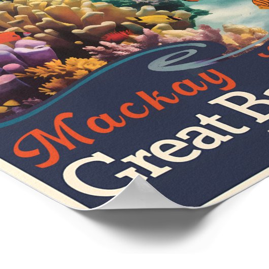 マッケイ素晴らしバリアリーフトラベルアートヴィンテージ ポスター (角)