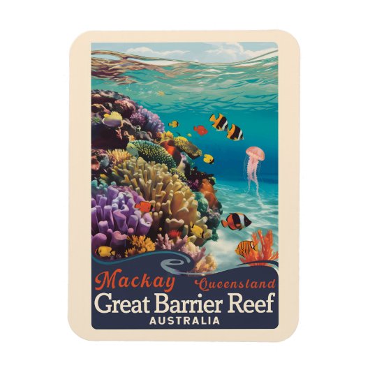 マッケイ素晴らしバリアリーフトラベルアートヴィンテージ マグネット (縦)