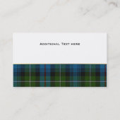 マッケンジーのタータンチェック格子縞のカスタムな名刺 名刺 (裏面)