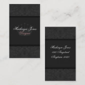 マッケンジー#4の黒いダマスク織のシックな名刺 名刺 (正面/裏面)