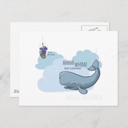 マッコウクジラとペチュニアのボウル ポストカード (正面/裏面)