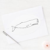 マッコウクジラ（ラインアート） 楕円形シール (封筒)