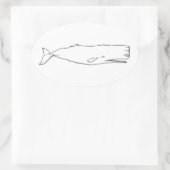 マッコウクジラ（ラインアート） 楕円形シール (バッグ)